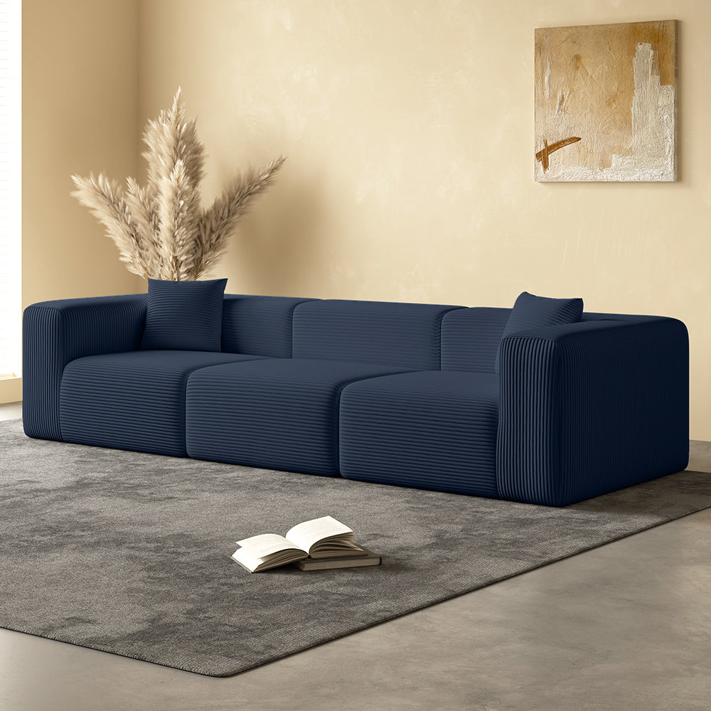 Block sofa, 3 seats, dark blue - Lkikos.com