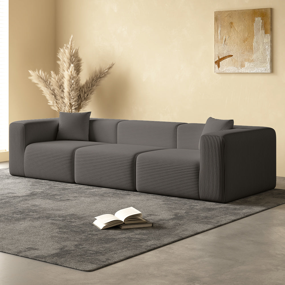 Block sofa, 3 seats, dark grey - Lkikos.com