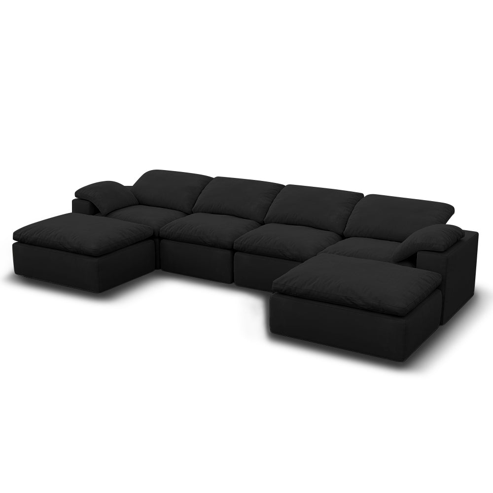 Cloud Couch 4 Seater U Shape Black - Lkikos.com