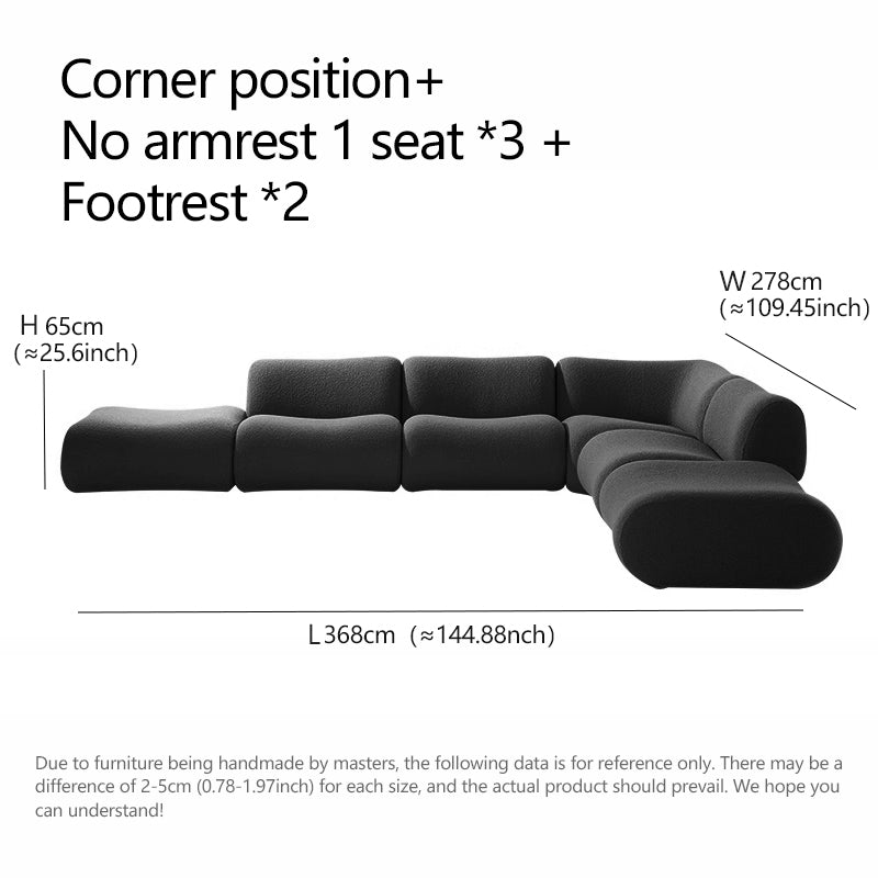 Living Room Black Compression Sofa Sectional Couch