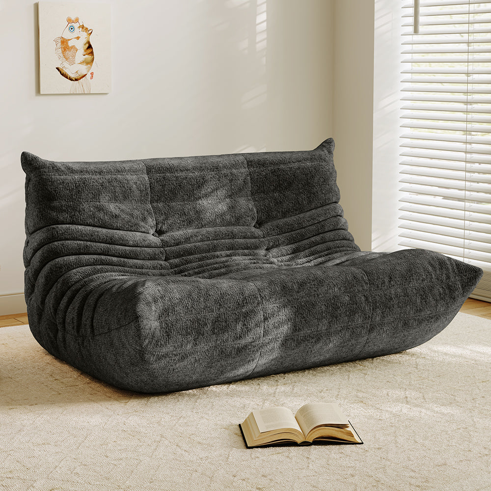 Lkikos Compressed Sofa Togo Sofa Caterpillar Sofa 2 seater in Dark gray - Lkikos.com