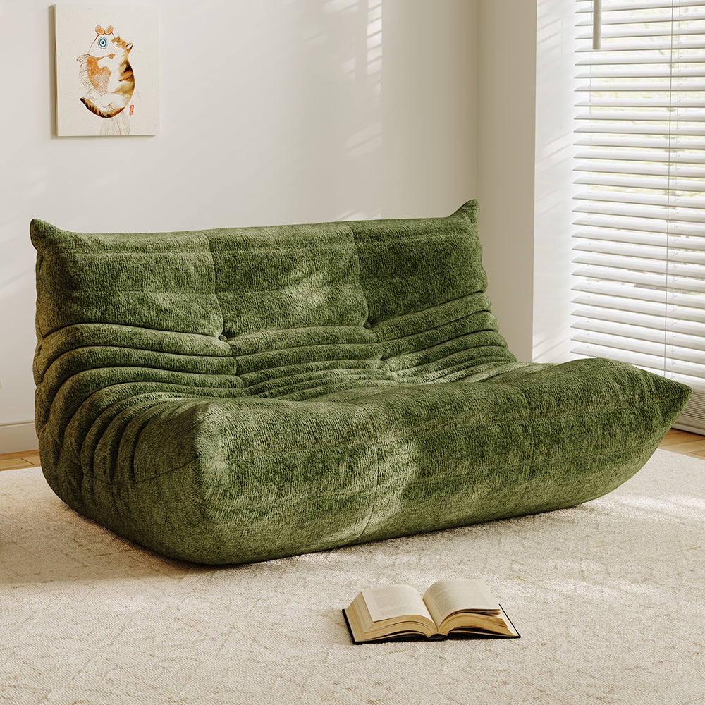 Lkikos Compressed Sofa Togo Sofa Caterpillar Sofa 2 seater in Grass green - Lkikos.com