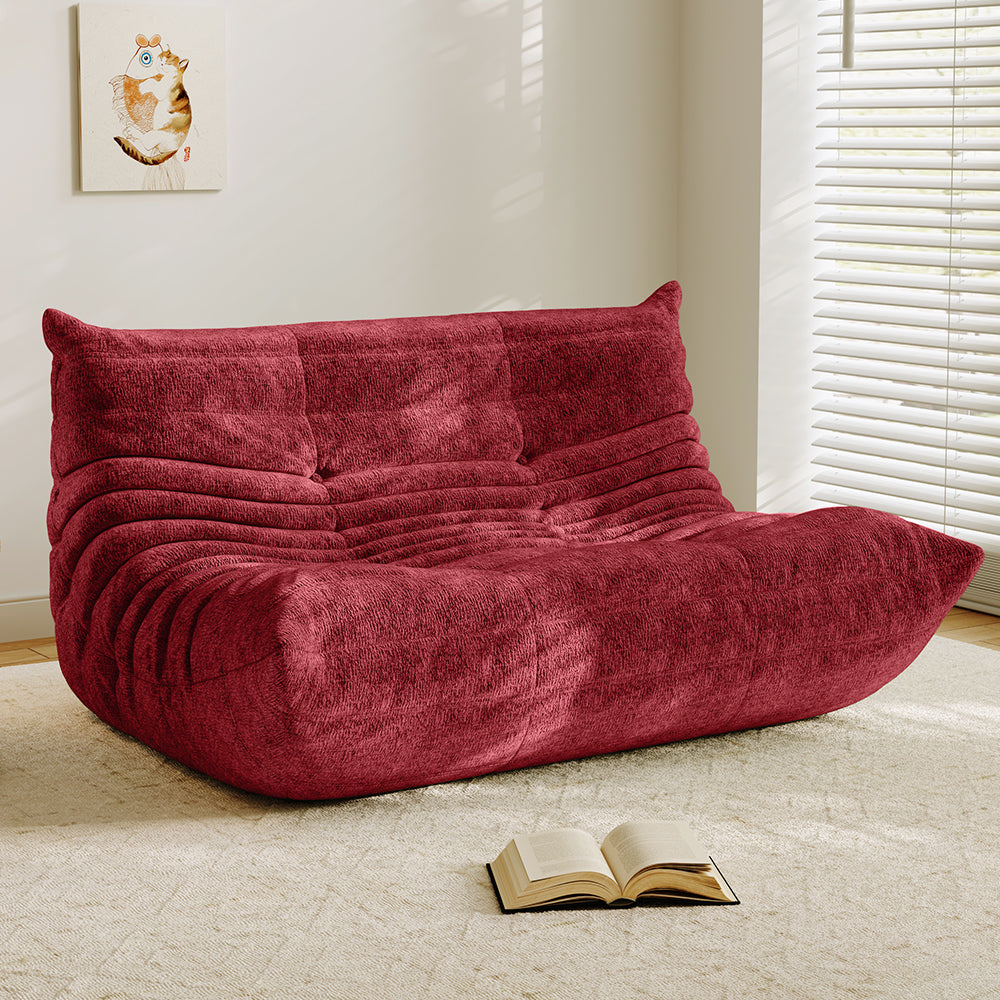 Lkikos Compressed Sofa Togo Sofa Caterpillar Sofa 2 seater in Red 2 - Lkikos.com