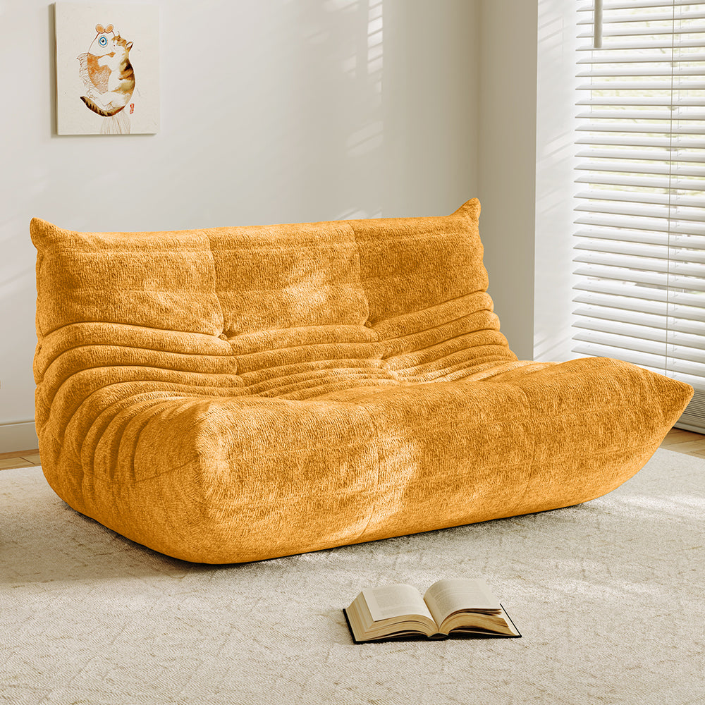 Lkikos Compressed Sofa Togo Sofa Caterpillar Sofa 2 seater in Yellow - Lkikos.com