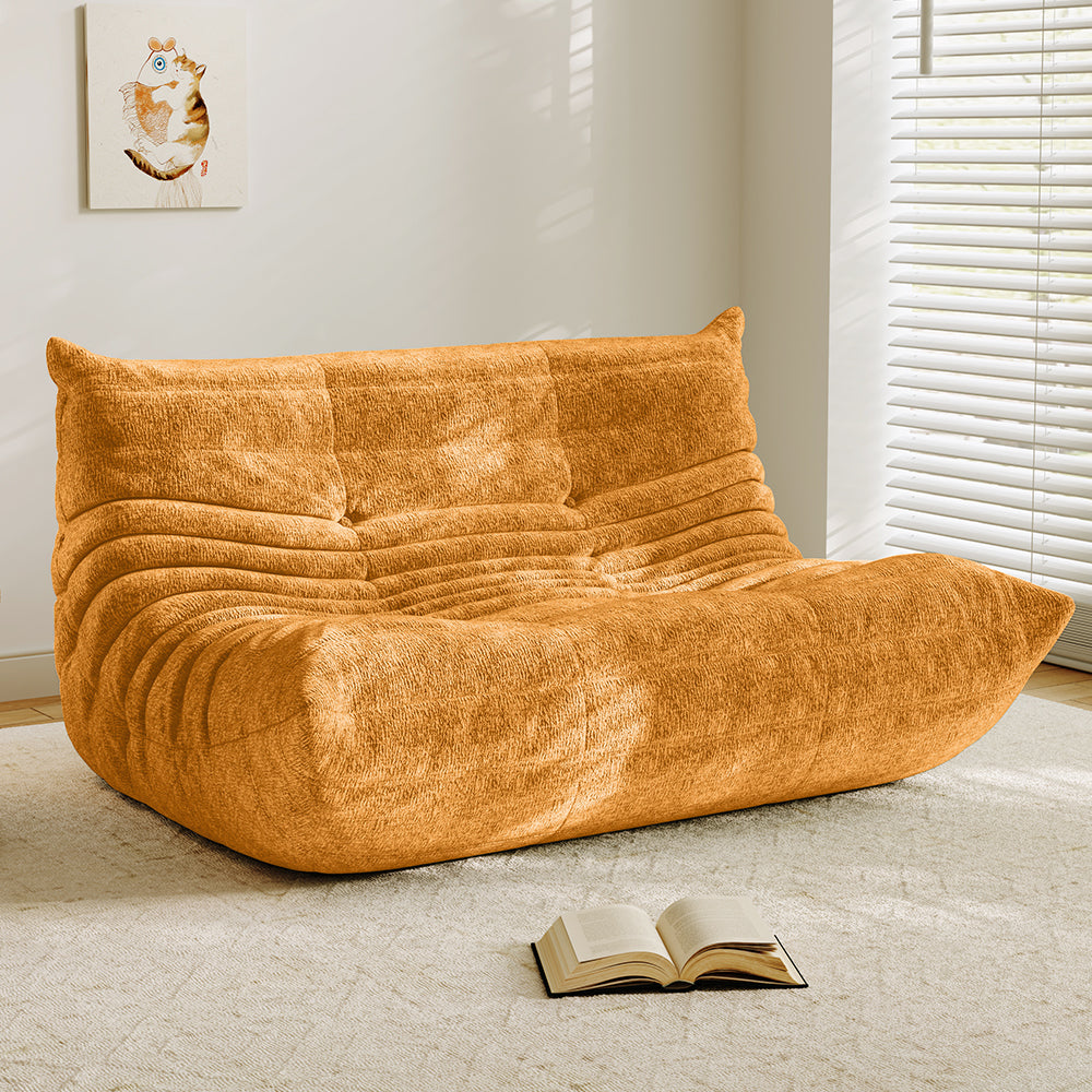 Lkikos Compressed Sofa Togo Sofa Caterpillar Sofa 2 seater in yellow - Lkikos.com