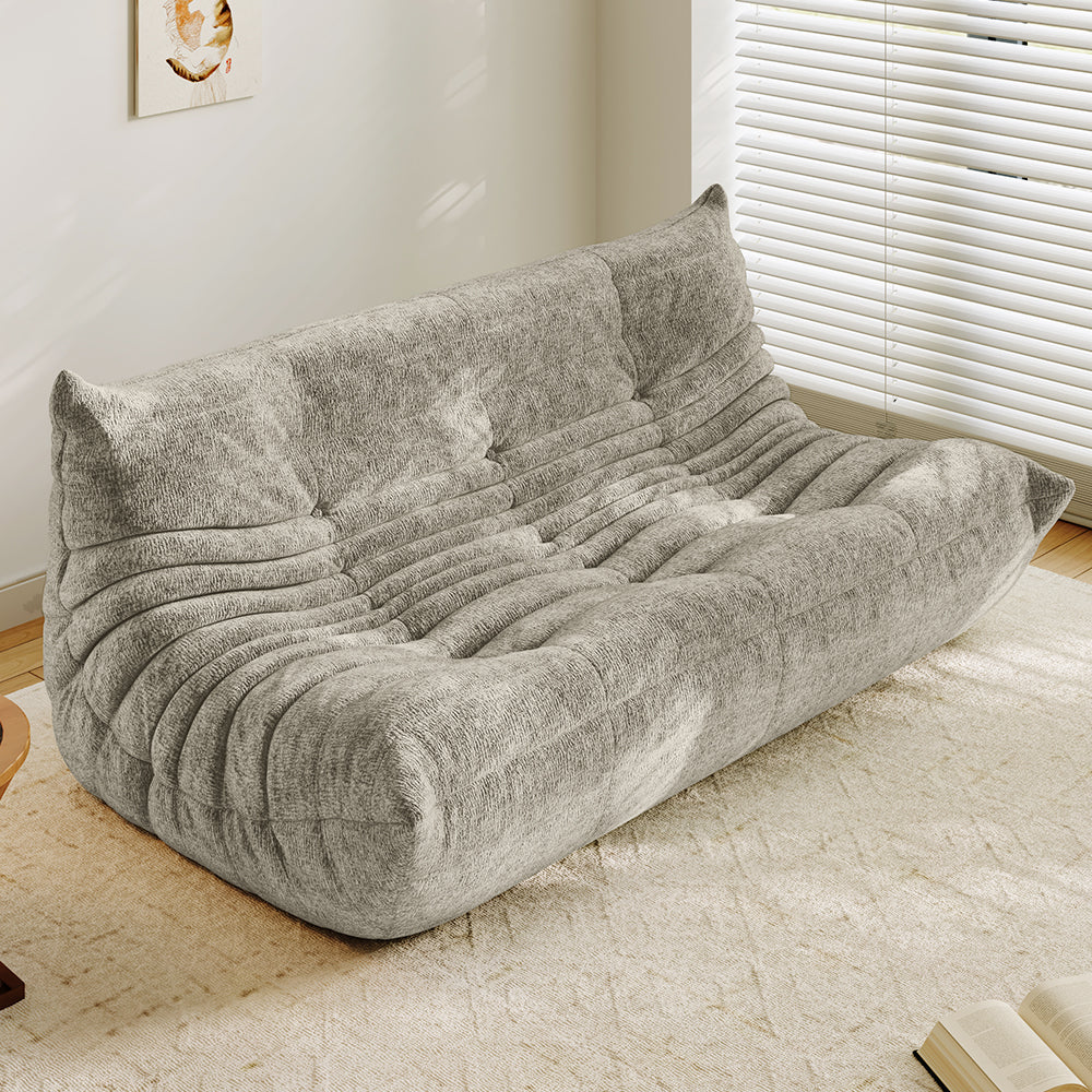 Lkikos Compressed Sofa Togo Sofa Caterpillar Sofa 3 seater in Light gray - Lkikos.com