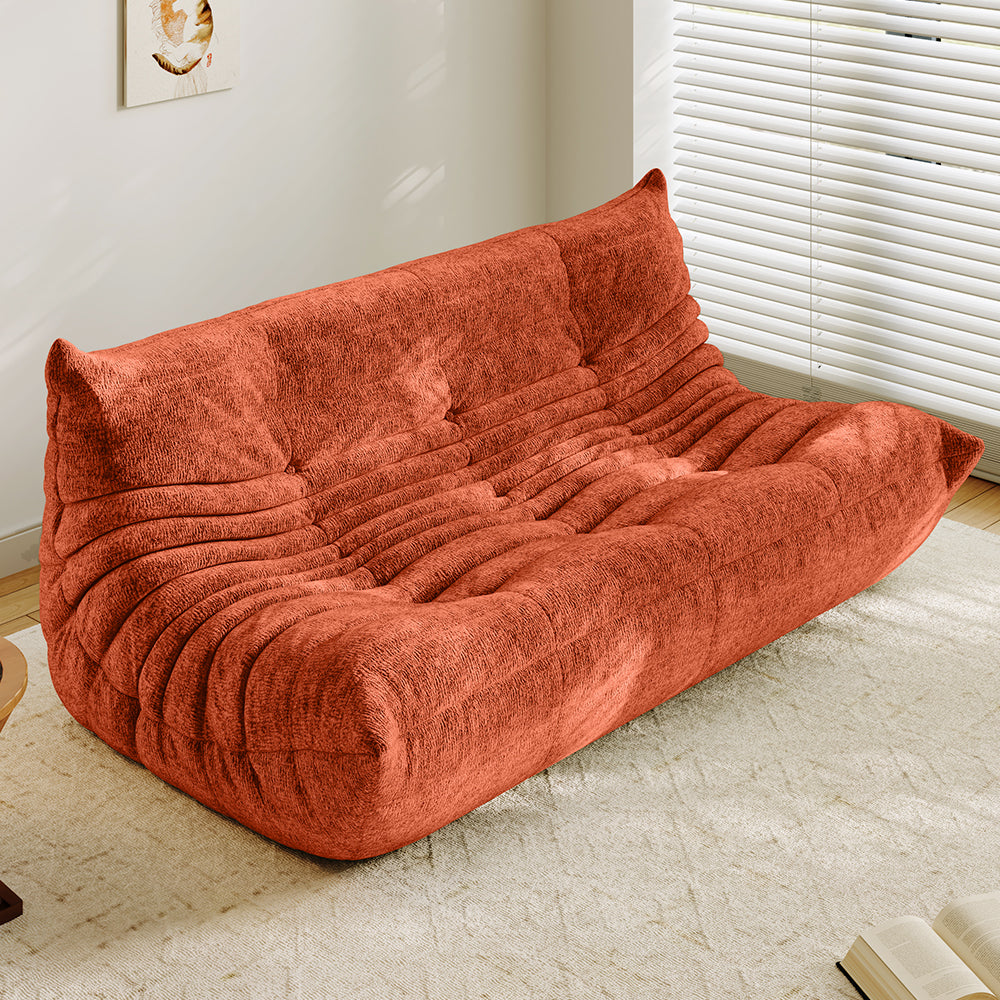 Lkikos Compressed Sofa Togo Sofa Caterpillar Sofa 3 seater in Orange - Lkikos.com
