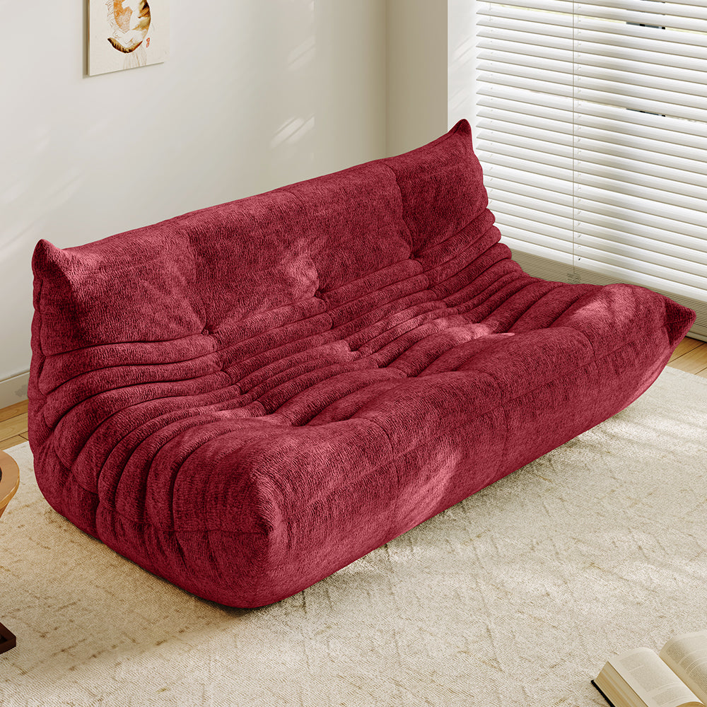 Lkikos Compressed Sofa Togo Sofa Caterpillar Sofa 3 seater in Red 2.2- Lkikos.com