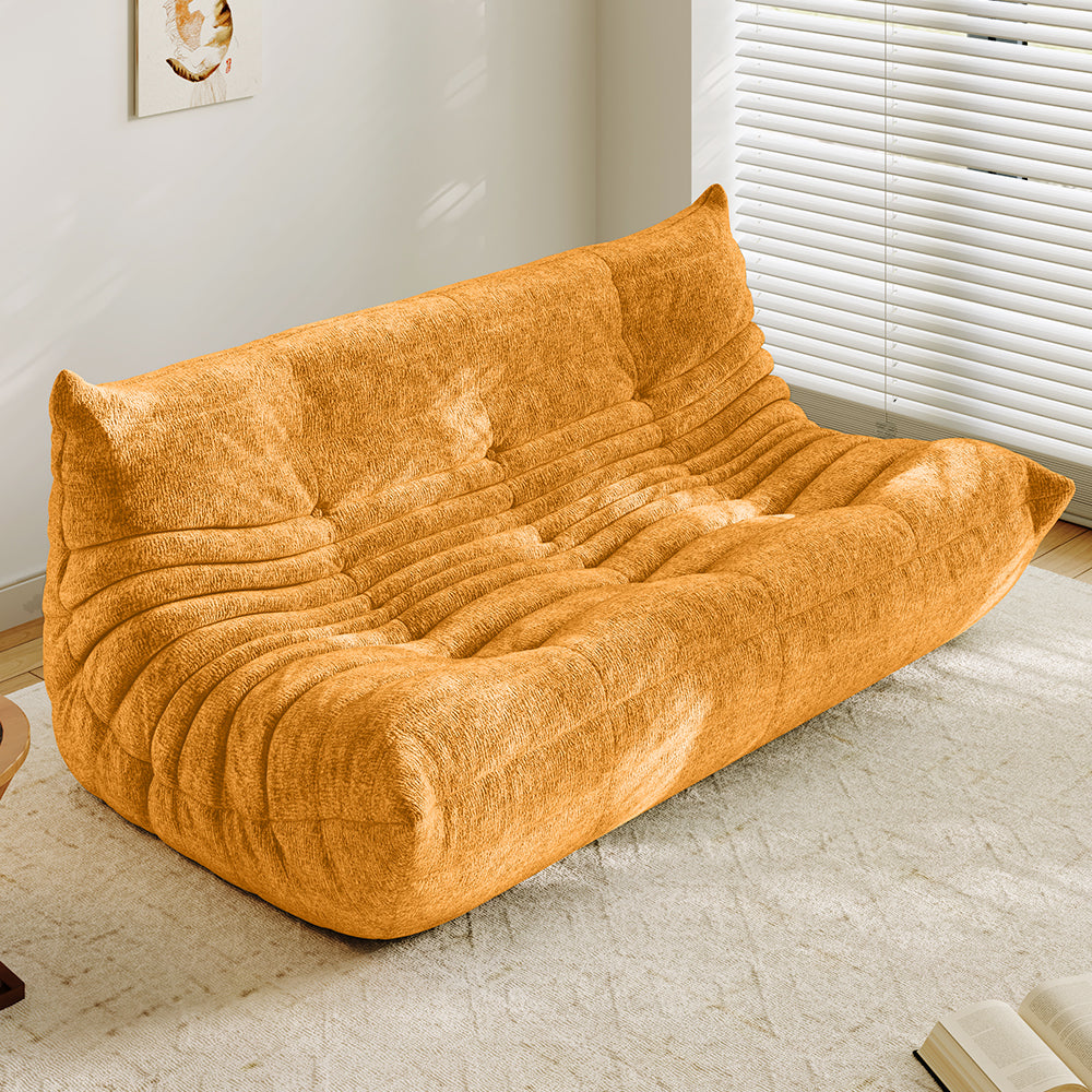 Lkikos Compressed Sofa Togo Sofa Caterpillar Sofa 3 seater in Yellow - Lkikos.com