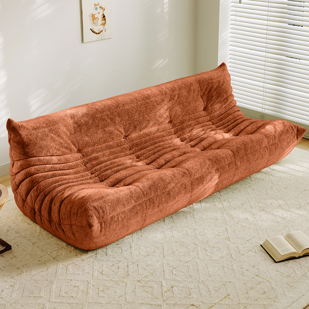 Lkikos Compressed Sofa Togo Sofa Caterpillar Sofa 4 seater in Orange 2.2- Lkikos.com