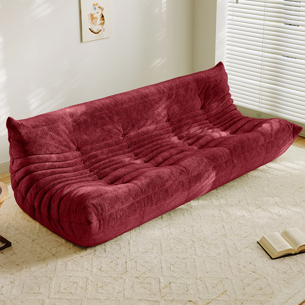 Lkikos Compressed Sofa Togo Sofa Caterpillar Sofa 4 seater in Red 4- Lkikos.com
