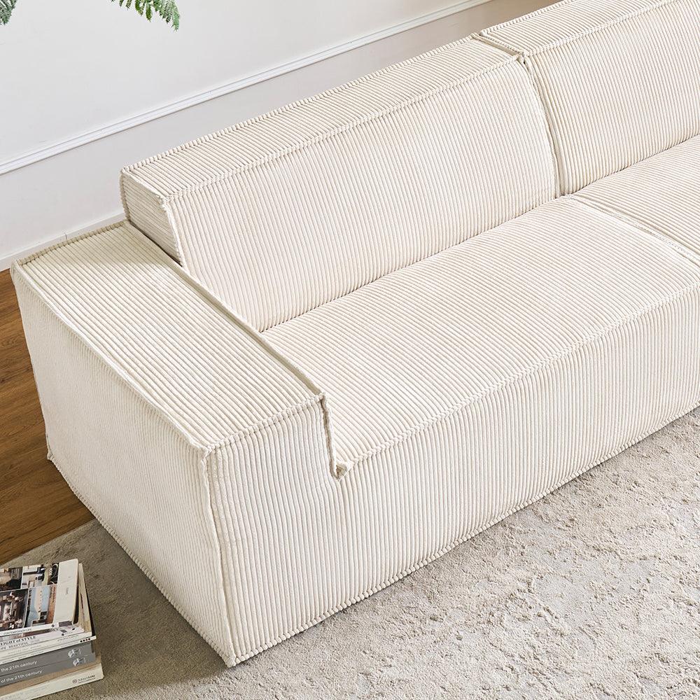 Comfy Corduroy Sectional Couch Modular Compressed Loveseat Sofa No Installation,I-shaped sofa - Lkikos.com