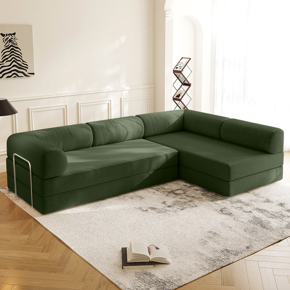 Teddy Sofa V2 with Chaise Lounge in Green - Lkikos.com
