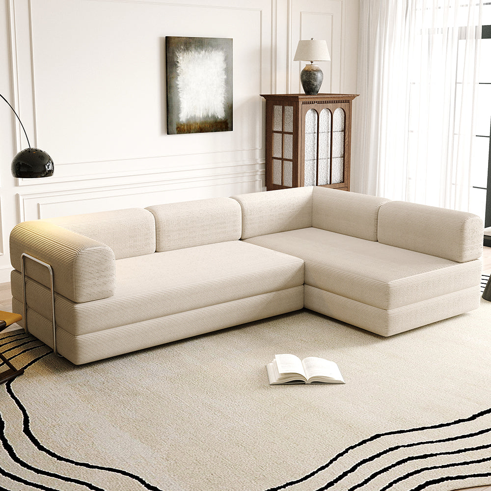 XXL Cord Sofa mit Recamiere