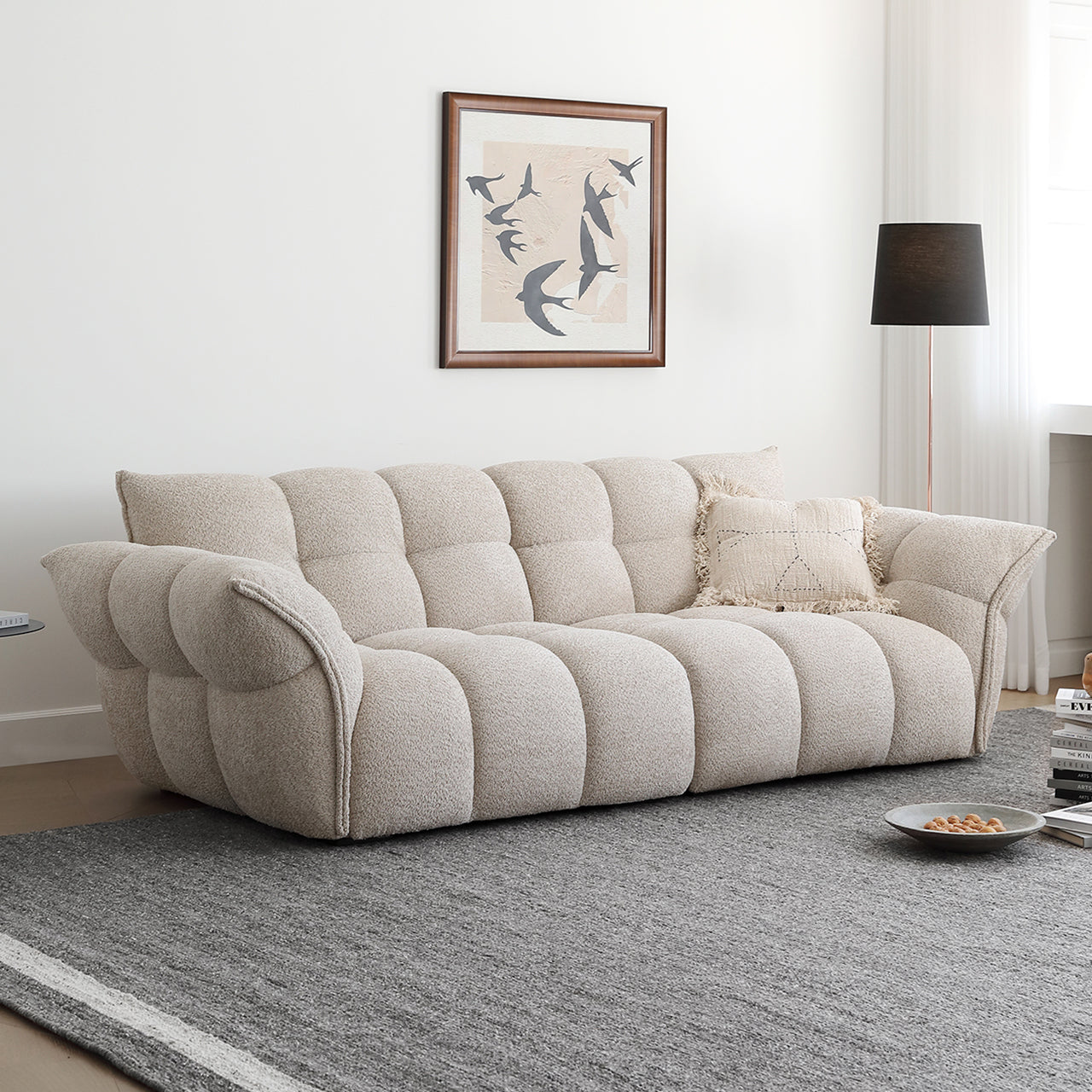 White Lily Modern Fluffy Couch for Homebodies Sectional Sofa