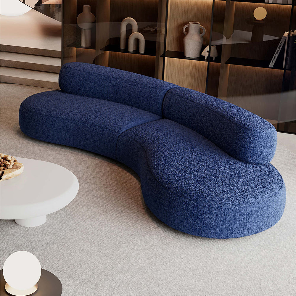 Blue Compression Sectional Armless Curved Couch