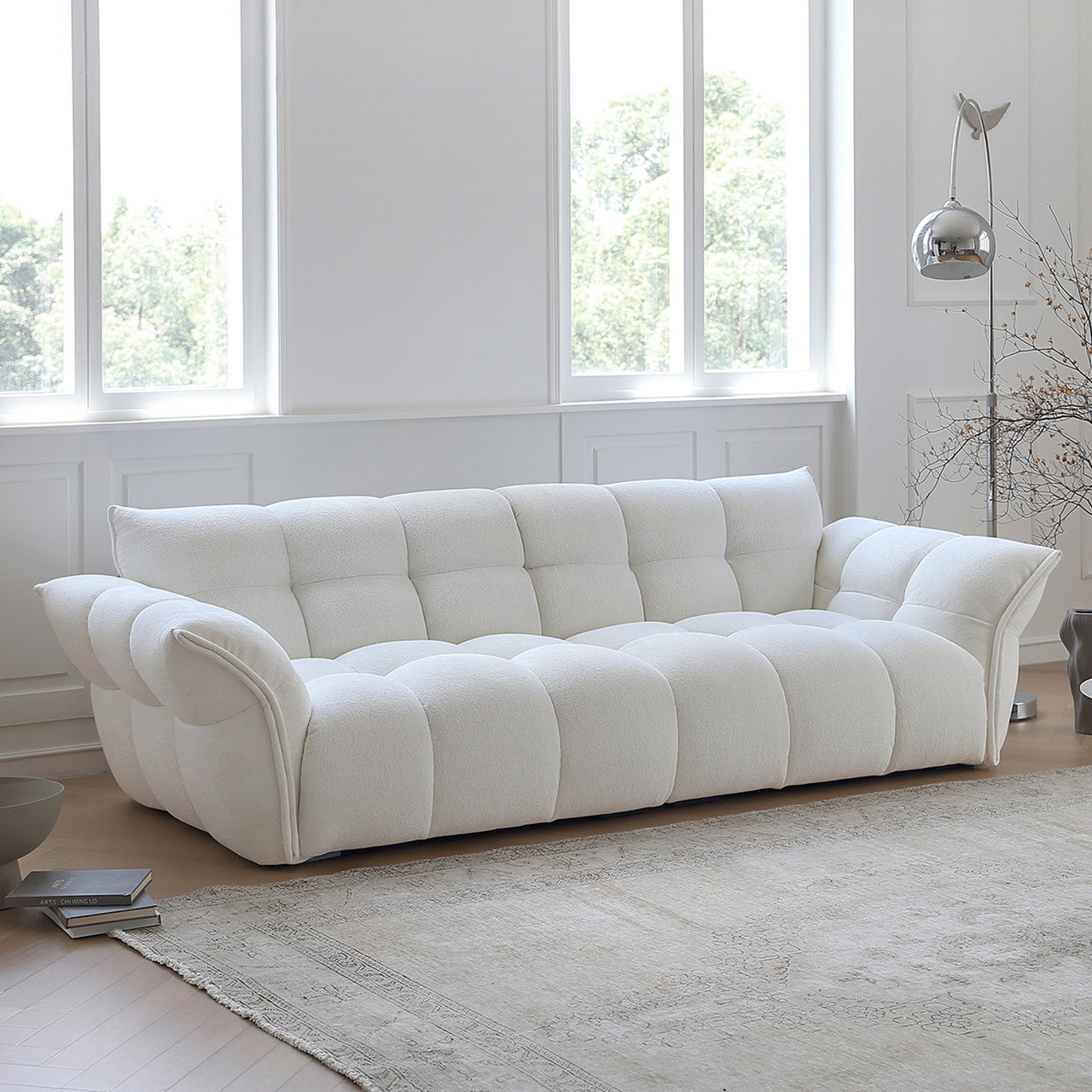 White Lily Modern Fluffy Couch for Homebodies Sectional Sofa