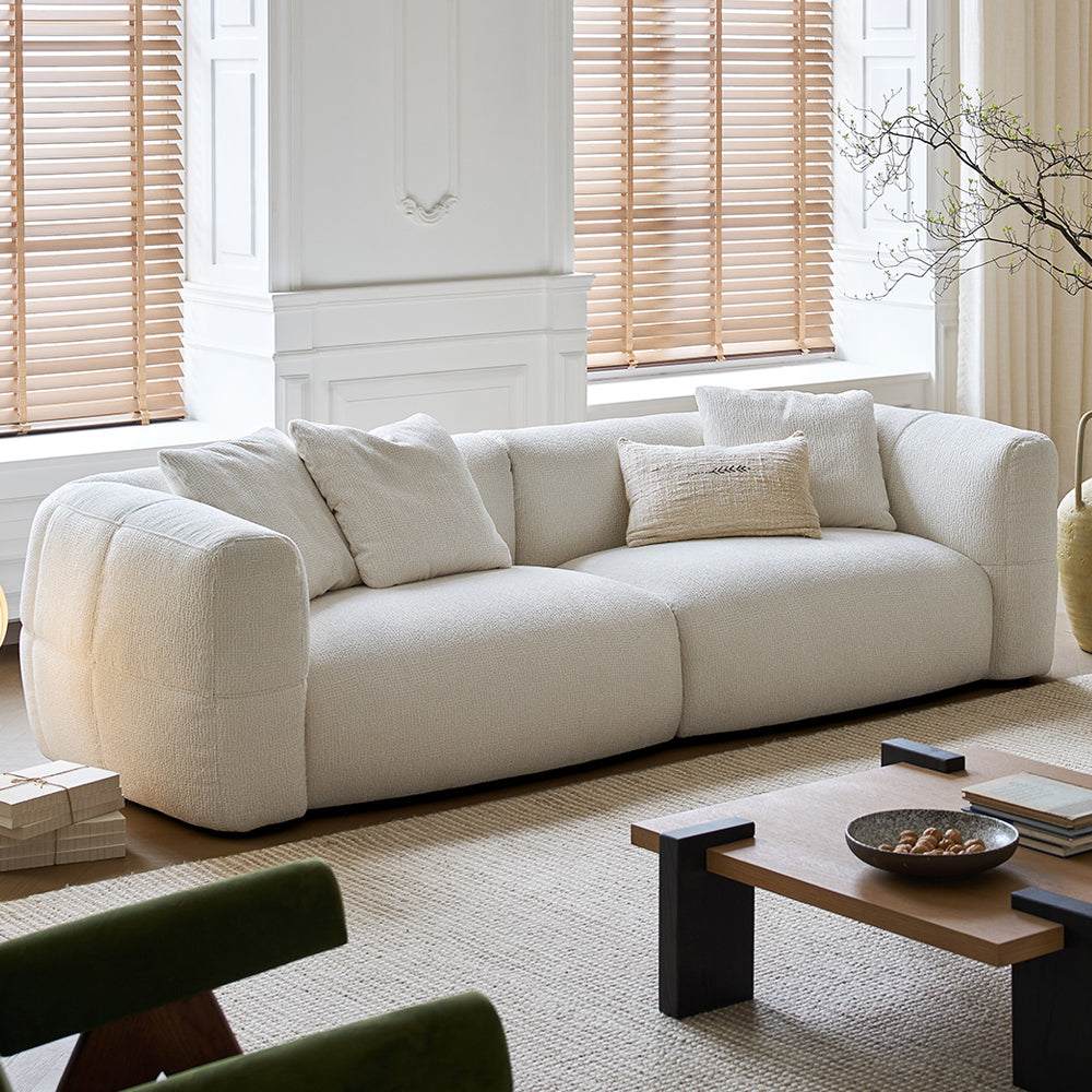 Modern White Sectional Loveseat Sofa / Floor Couch