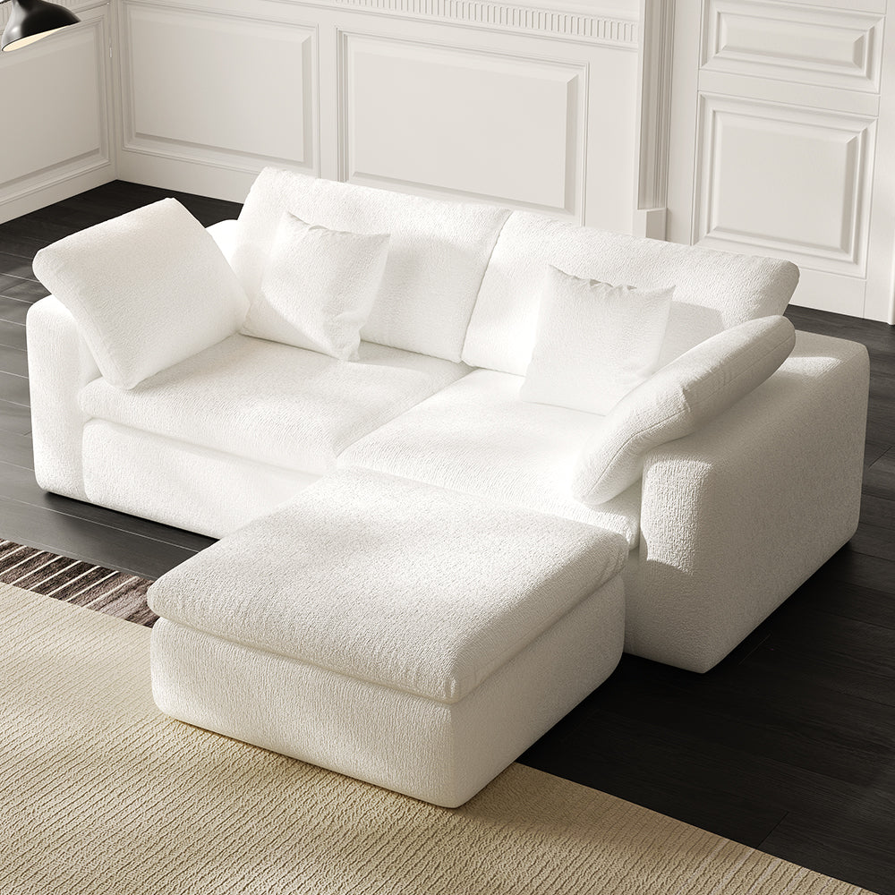 Lkikos Cloud Sofa 2-Seater with Ottoman – Vacuum Sealed & Compressed