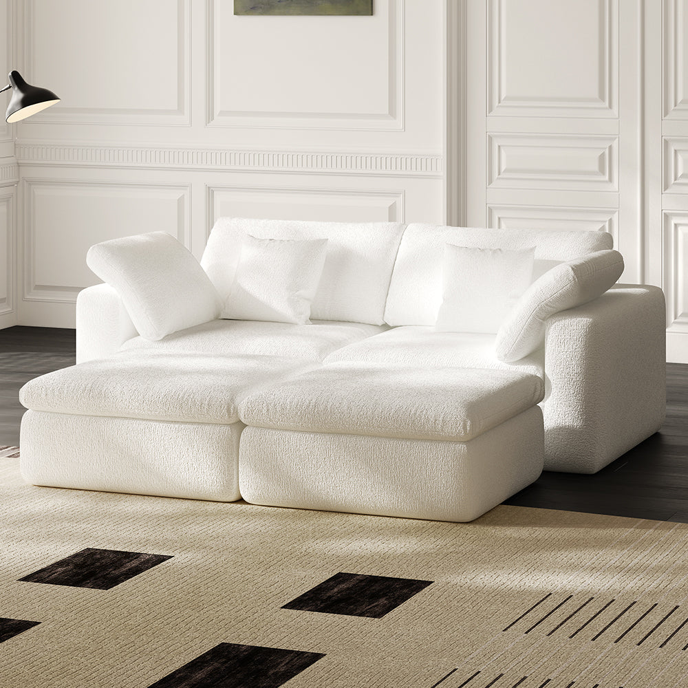Lkikos Cloud Sofa 2-Seater with 2 Ottomans – Vacuum Sealed & Compressed