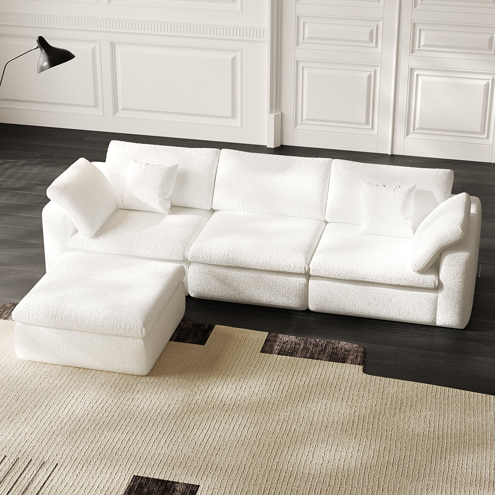 Lkikos Cloud Sofa 3-Seater with Ottoman – Vacuum Sealed & Compressed