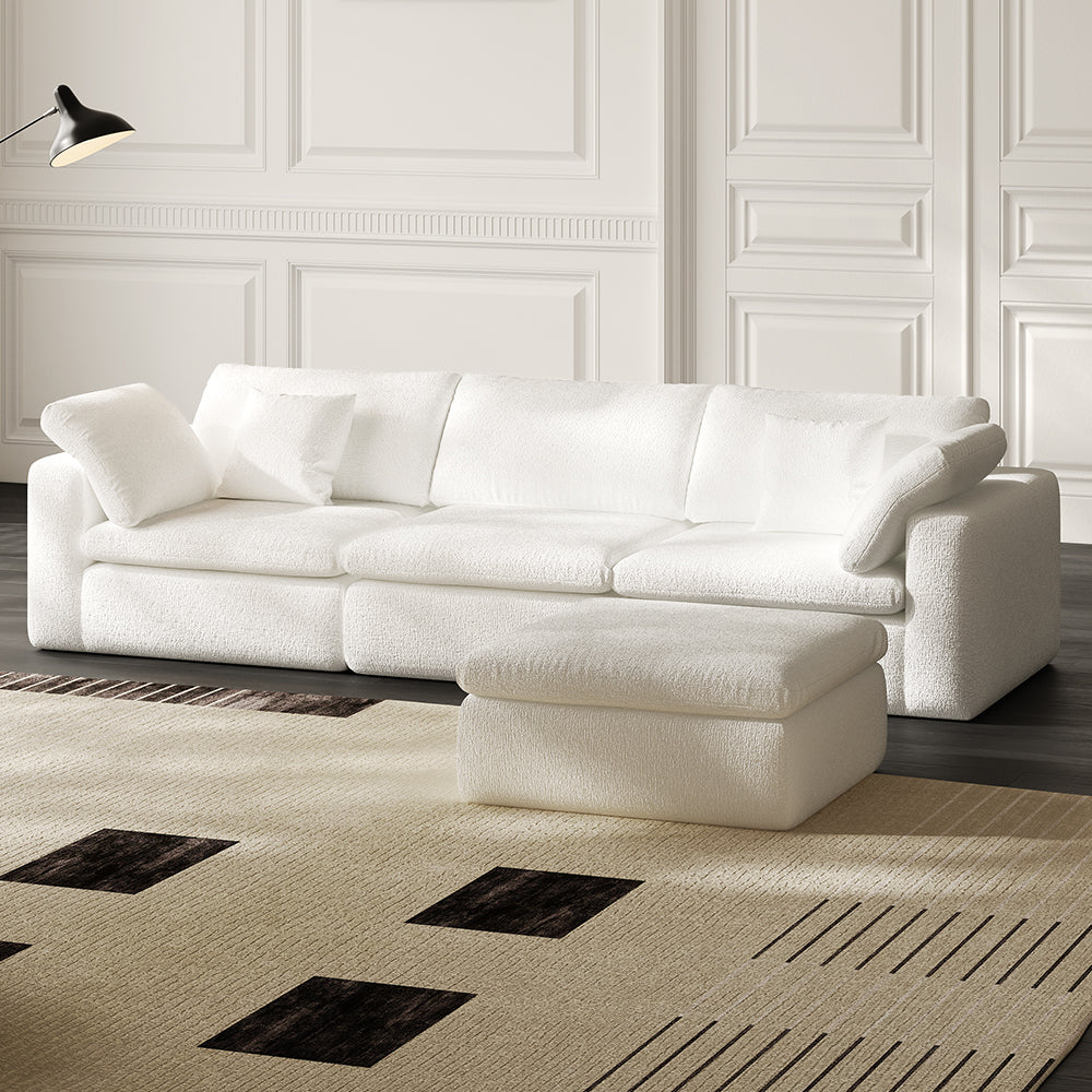 Lkikos Cloud Sofa 3-Seater with Ottoman – Vacuum Sealed & Compressed