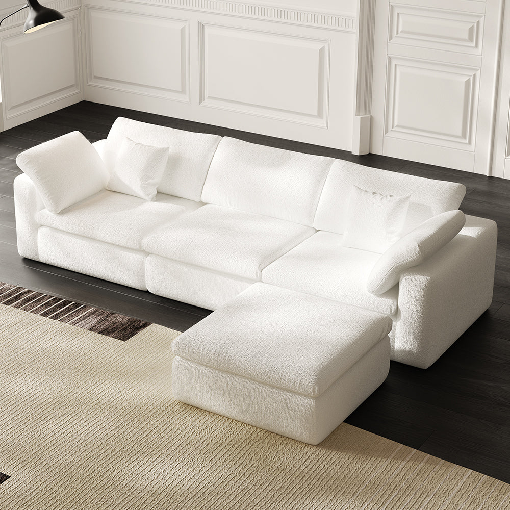 Lkikos Cloud Sofa 3-Seater with Ottoman – Vacuum Sealed & Compressed