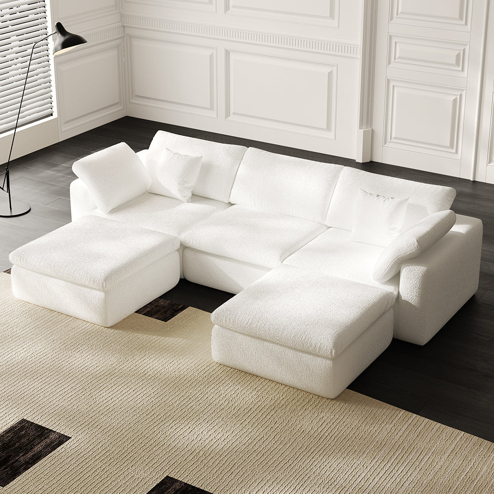Lkikos Cloud Sofa 3-Seater with 2 Ottomans – Vacuum Sealed & Compressed