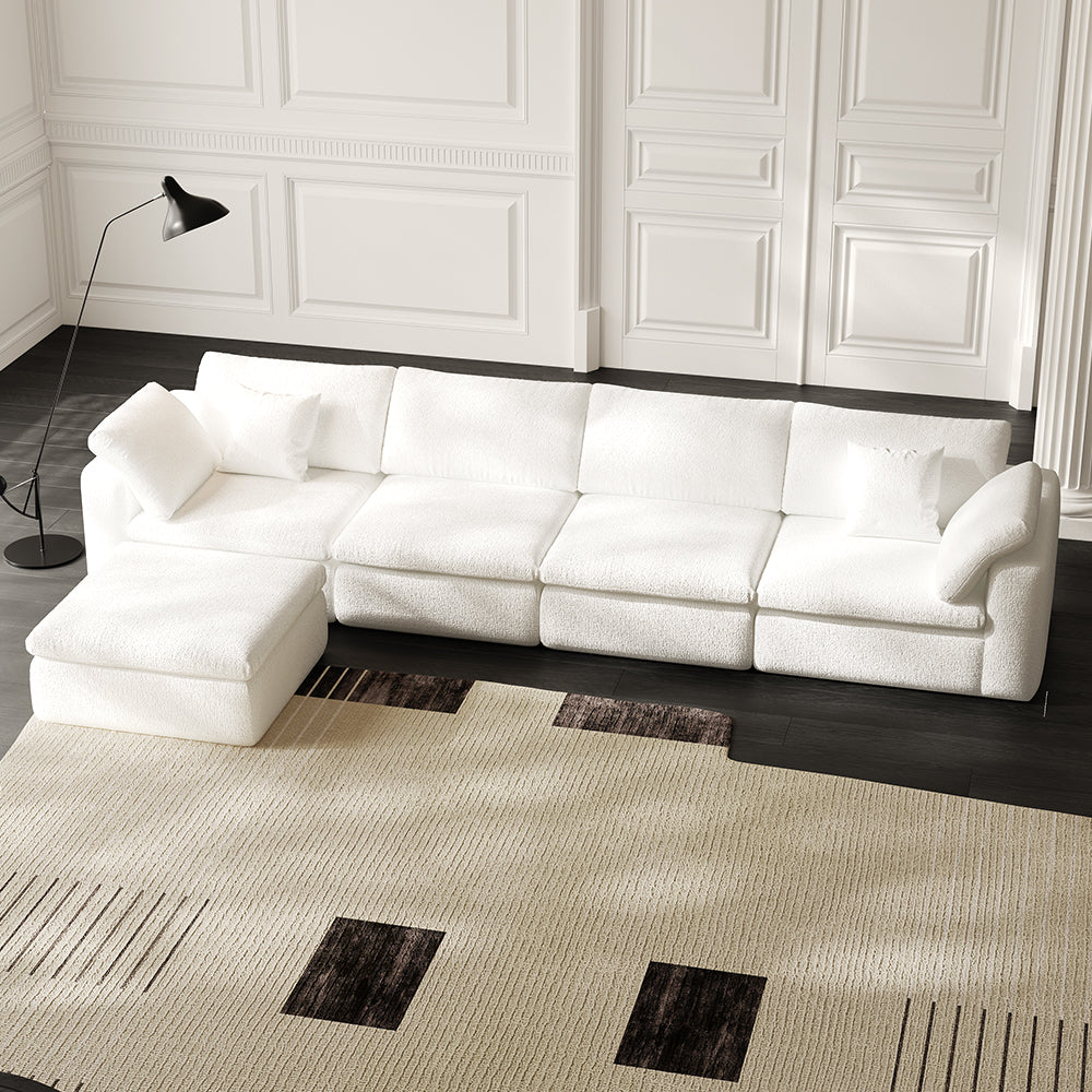 Lkikos Cloud Sofa 4-Seater with Ottoman – Vacuum Sealed & Compressed