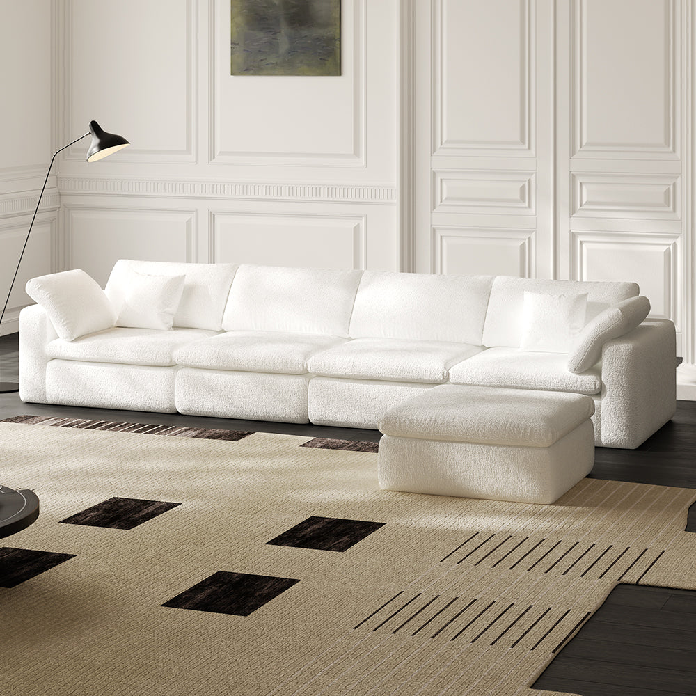 Lkikos Cloud Sofa 4-Seater with Ottoman – Vacuum Sealed & Compressed